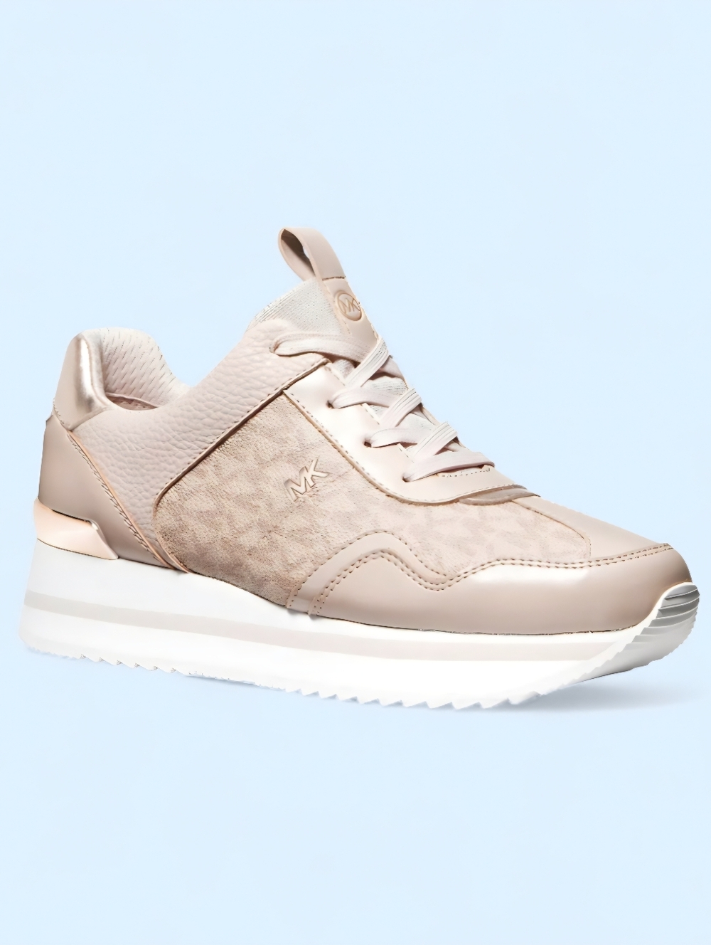 Michael Kors Blush Pink Leather & Fabric Platform Raina Sneaker